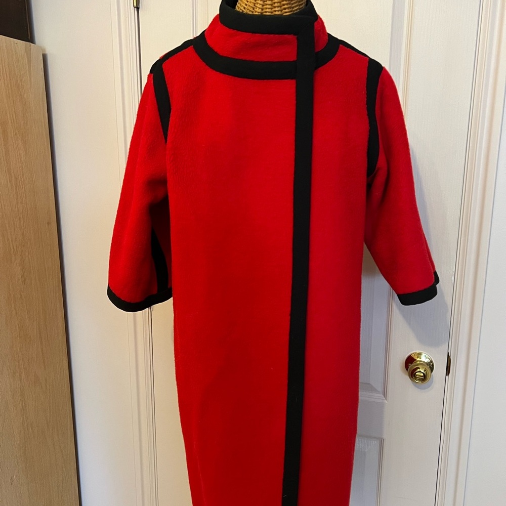 Vintage Reversible Red to HerringboneTweed 3/4 Sleeve Coat sz S